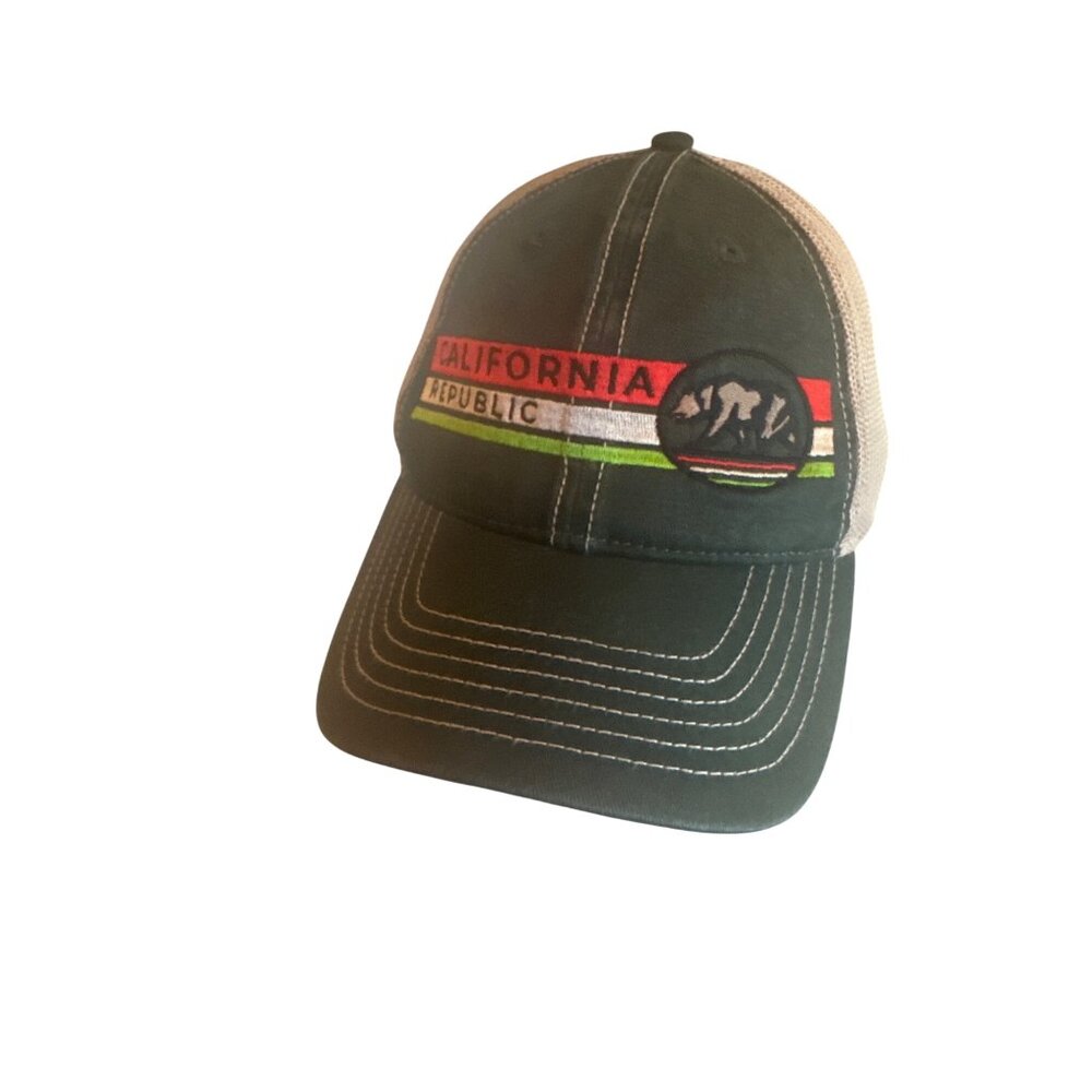 California Republic Fahrenheit Trucker Hat Green &‎ Tan Mesh Adjustable